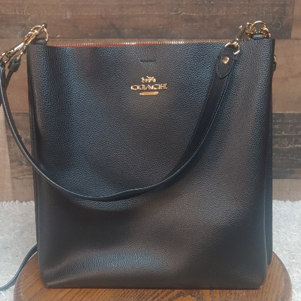 Coach Black Leather Tote Bag